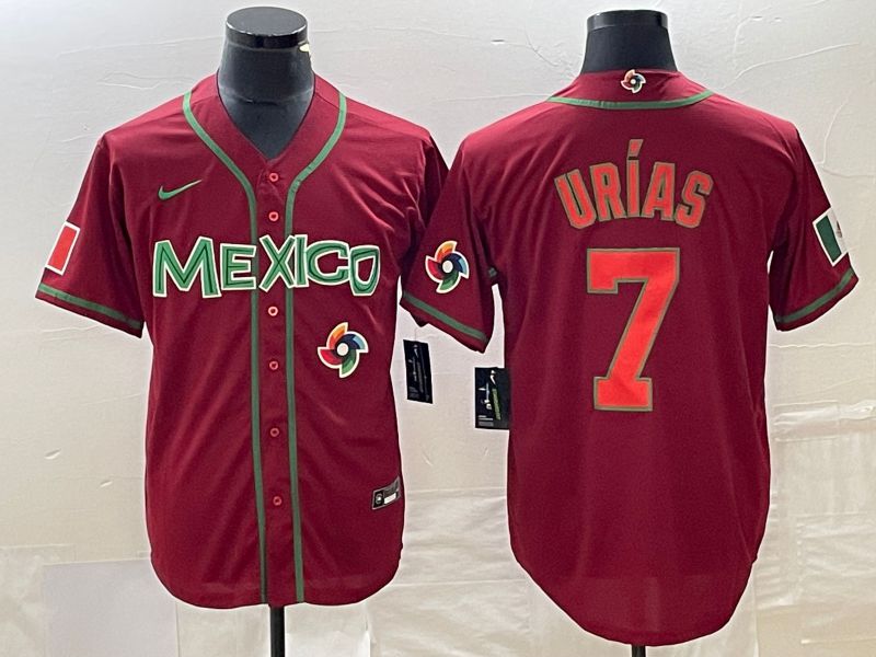 Men 2023 World Cub Mexico #7 Urias Red orange Nike MLB Jersey15->more jerseys->MLB Jersey